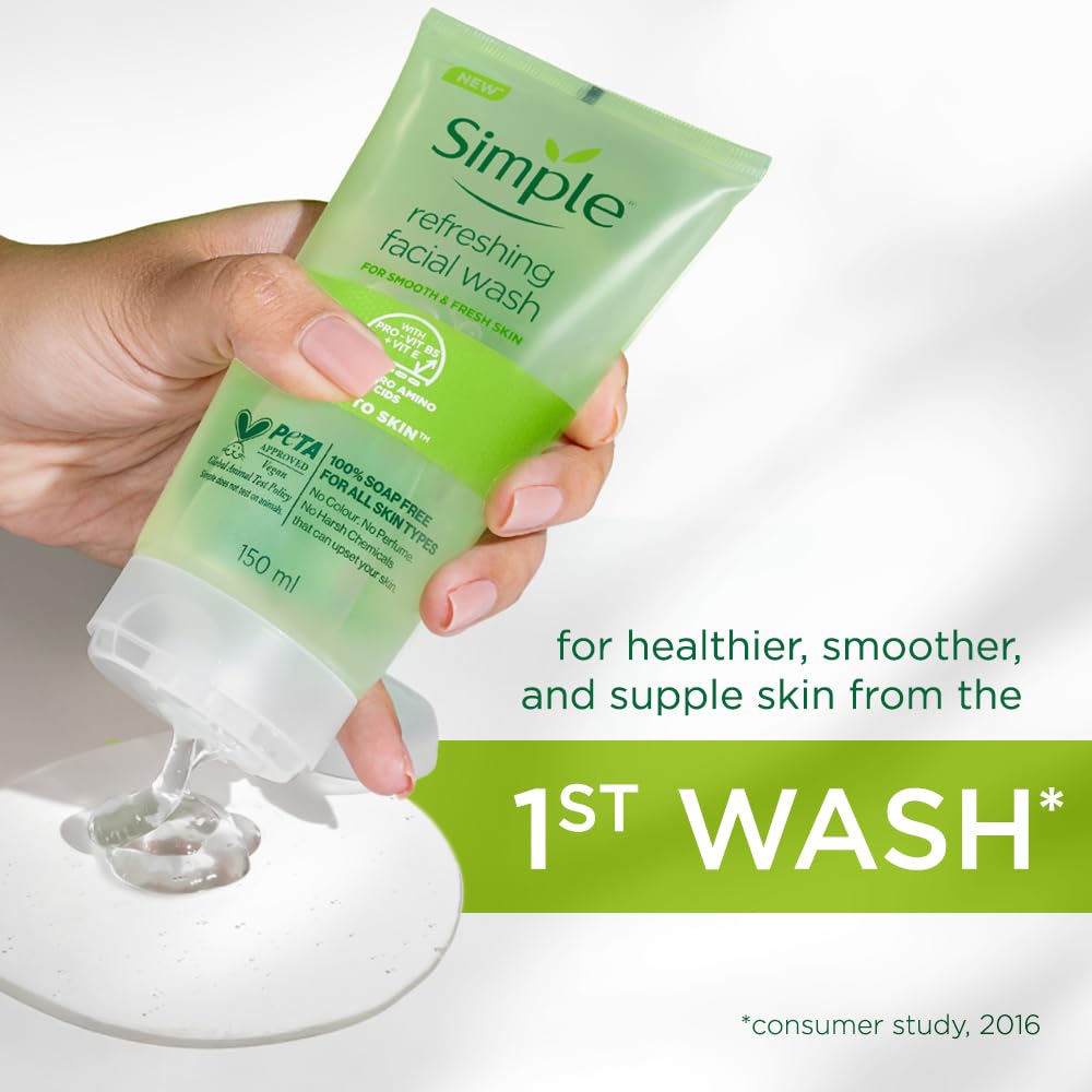 Buy now Simple Kind to Skin Refreshing Facial Wash Gel ,150 ml (5 Ounce) at indiglob india