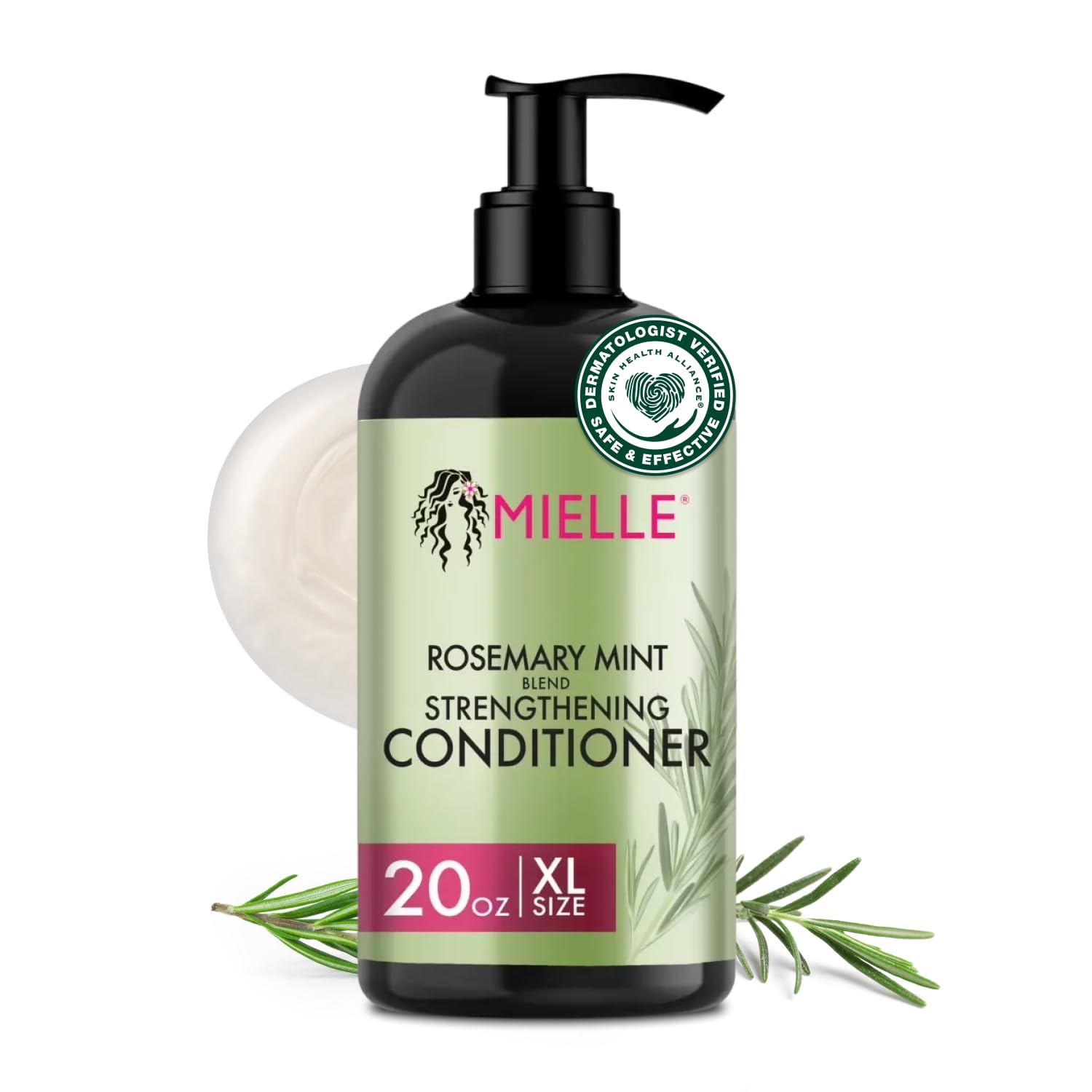 Mielle Organics Rosemary Mint Biotin Strengthening Conditioner, 12 oz | Detangling conditioner, with biotin & pure rosemary extract, hydration boost, manageability support, dry damaged hair care