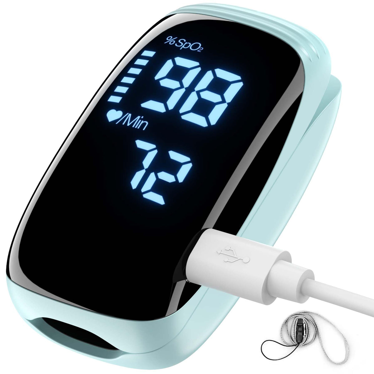 Finger Pulse Oximeter, Fingertip Blood Oxygen Saturation with Pulse Monitor Rechargeable, Accurate Spo2 Reading for Home, Outdoor Sports，Blue