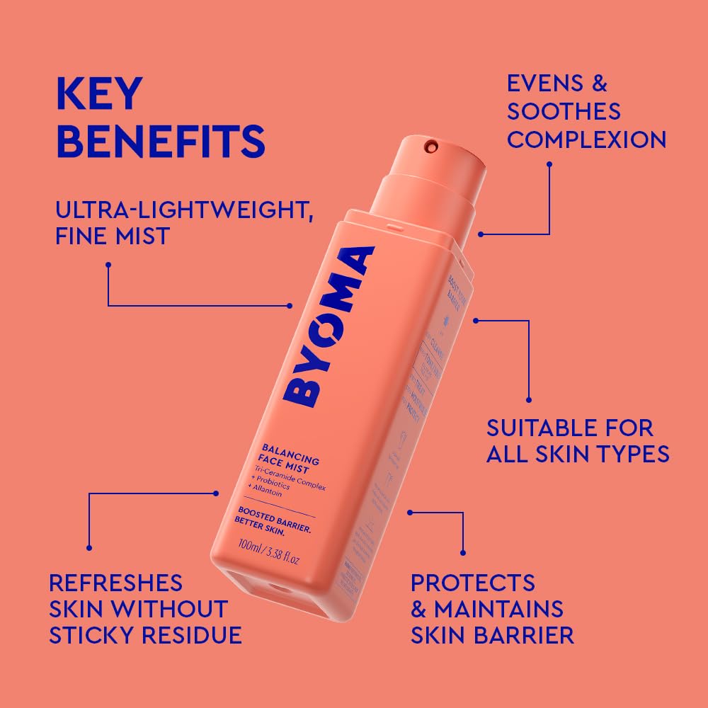 BYOMA Balancing Face Mist | pH Balanced Face Toner, Ceramides, Probiotics & Allantoin, Alcohol Free Toner Spray, Balance, Soothe & Refresh