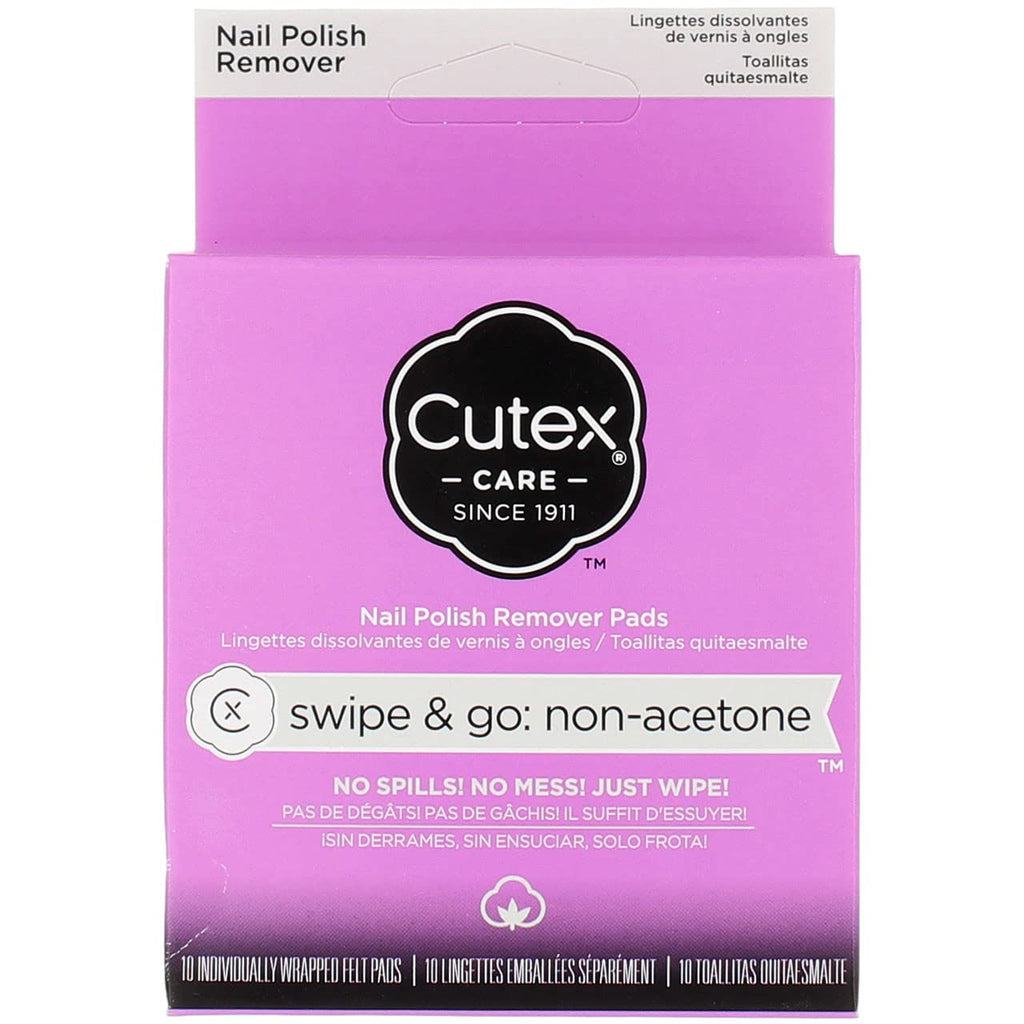 Buy now Cutex Care Swipe & Go Non-Acetone Nail Polish Remover Pads 10ct at indiglob india