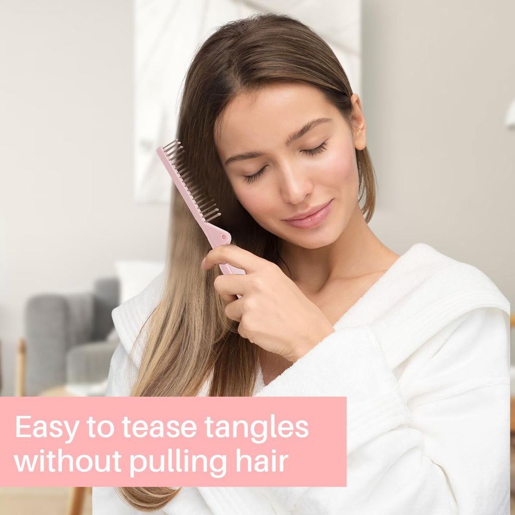 Elegant RHOS folding brush with mirror, perfect for hassle-free styling and teasing tangles gently without pulling hair.