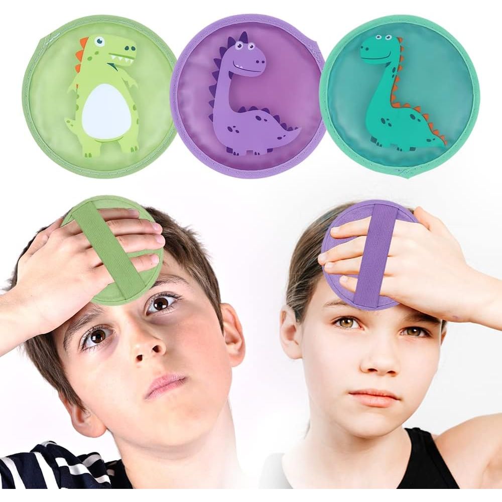 Buy now Hilph Kids Ice Packs for Boo Boos, Toddler Dinosaur Ice Pack Reusable Childrens Boo Boo Buddy Hot Cold Gel Packs for Kids Injuries, Pain Relief, Bumps & Bruises, Breastfeeding, Lunch Box (3 Packs) A-3 Dinosaurs plush backing with strap at indiglob india