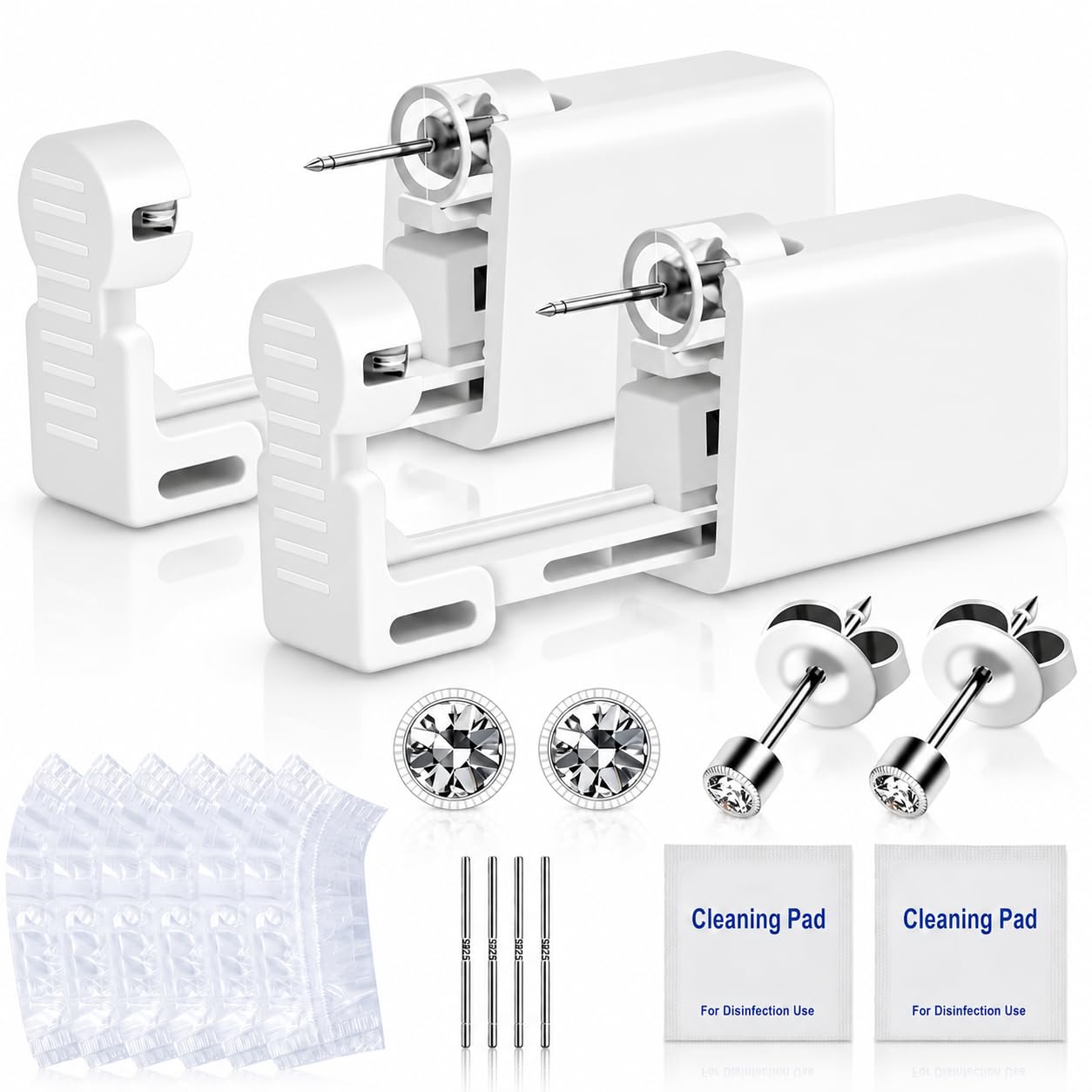 Anzero Ear Piercing Kit, Disposable Ear Piercing Gun with 5MM CZ Studs | Sterile Packed, 316L CZ Studs, Painless Quick Piercing, Easy and Safe, Home Self-Use, Suitable for Women, Men and Girls
