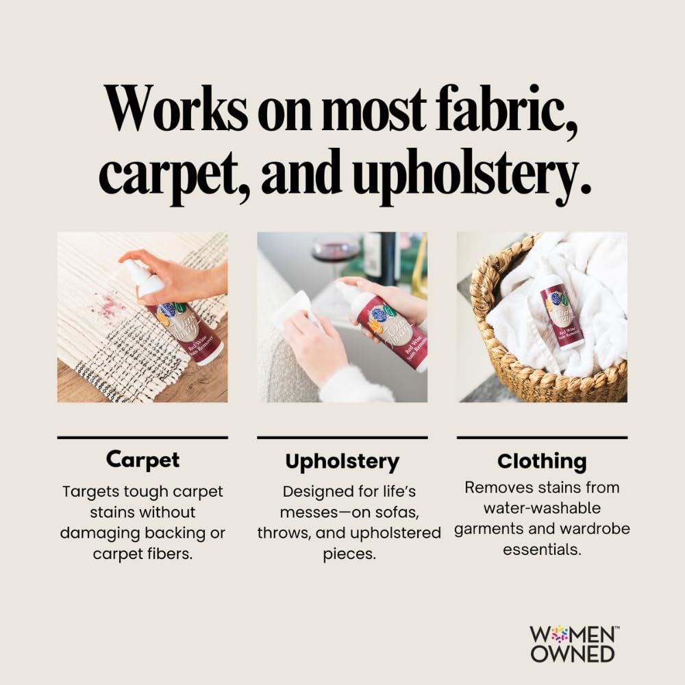 Wine Away Red Wine Stain Remover Spray Bundle, Fabric, Upholstery & Carpet Cleaner Solution, Removes Wine Spots & Laundry Stains, Fast-Acting Spot Treatment, 12oz Home & 2oz Travel Size