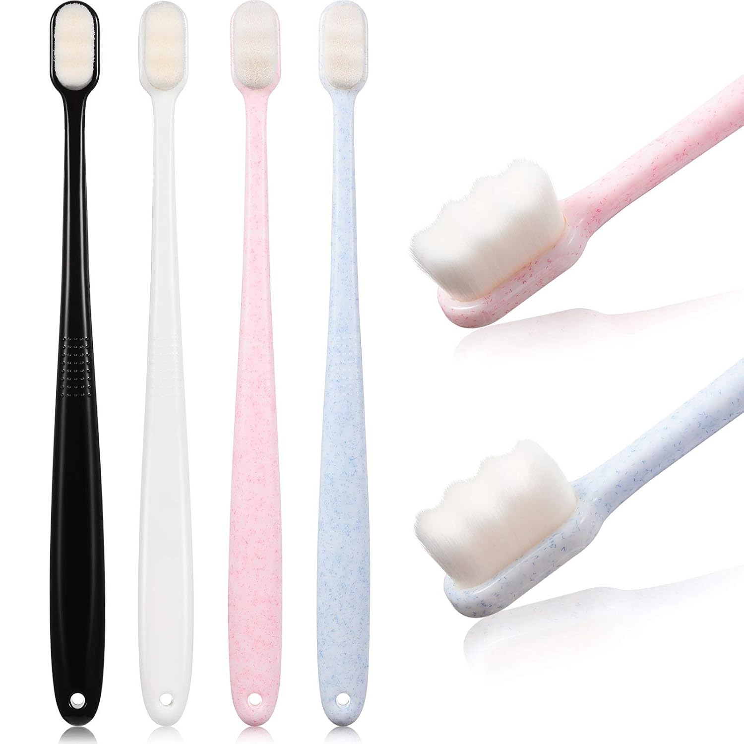 Buy now 4 Pieces Extra Soft Toothbrushes for Sensitive Gums with 20000 Micro Nano Bristle for Adult Pregnant Gum Recession Elderly Braces, Protect Fragile Gums(Black, White) Black ,White, Pink, Blue at indiglob india
