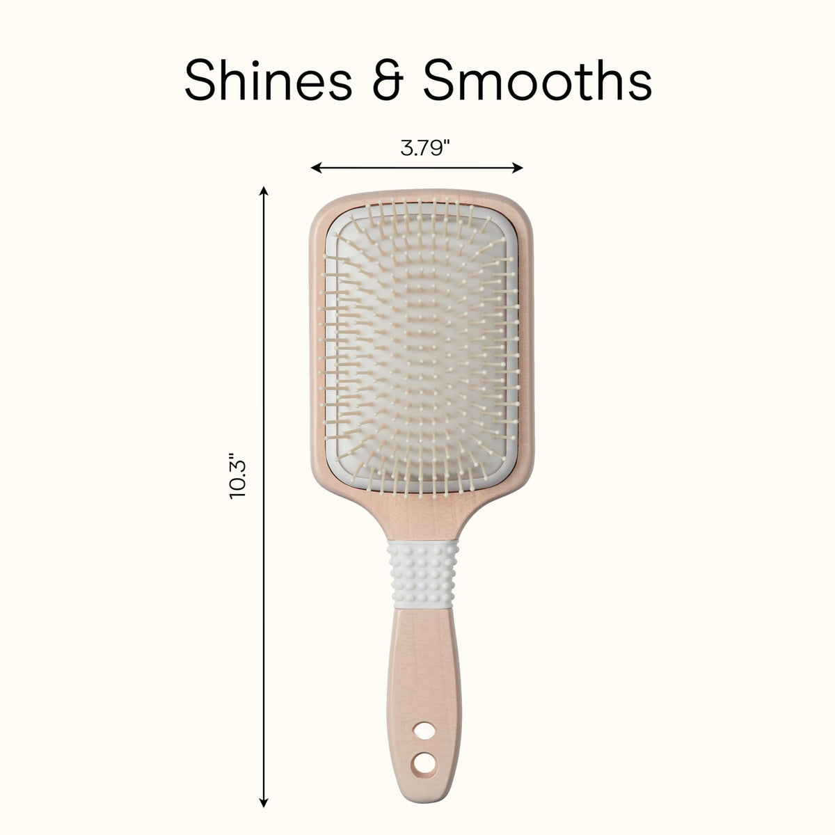 Conair Paddle Hair Brush, Ceramic Wood, with Nylon Bristles, Off White