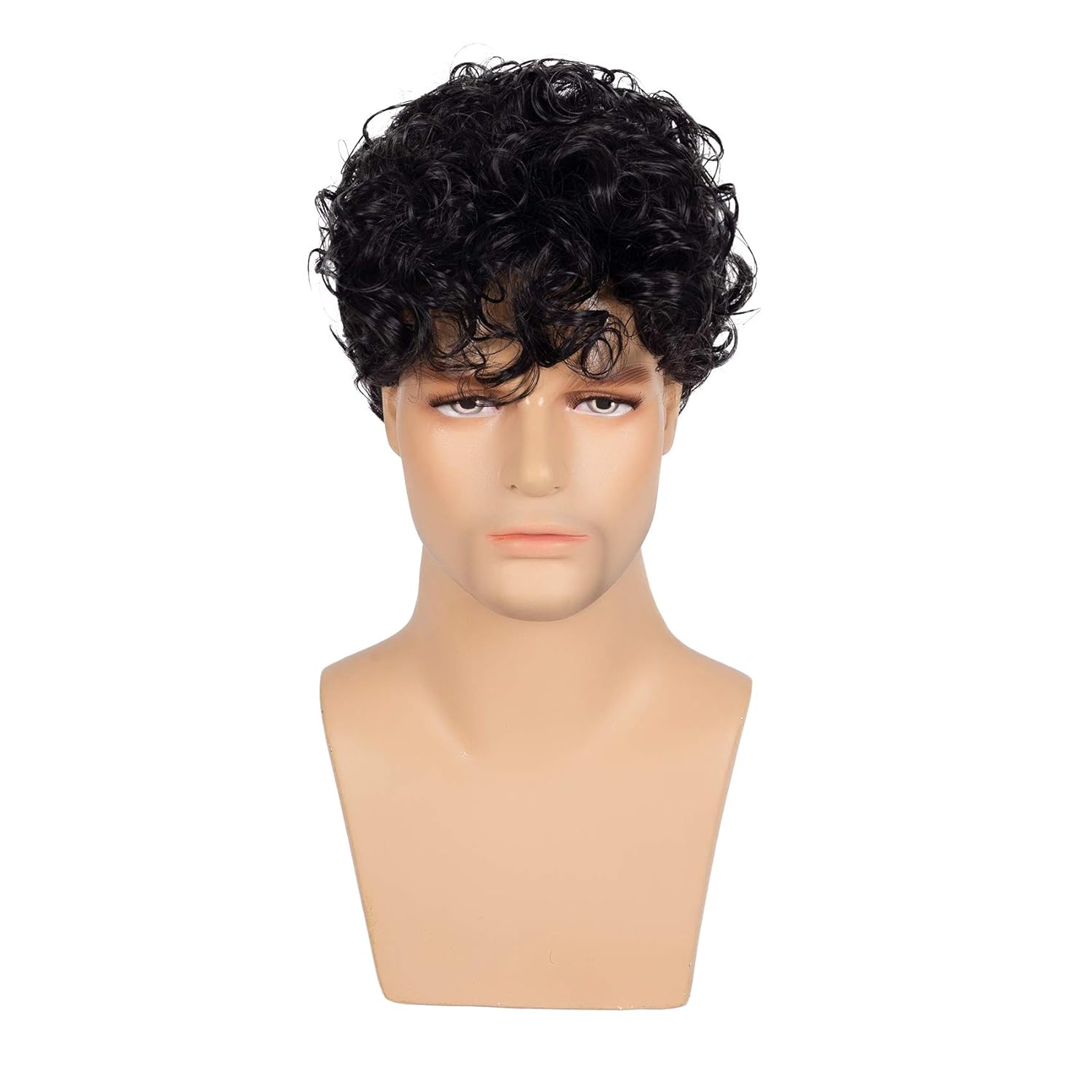Buy now Kaneles Short Curly Mens Black Wig Fluffy Synthetic Cosplay Halloween Hair Wig for Male Guy at indiglob india