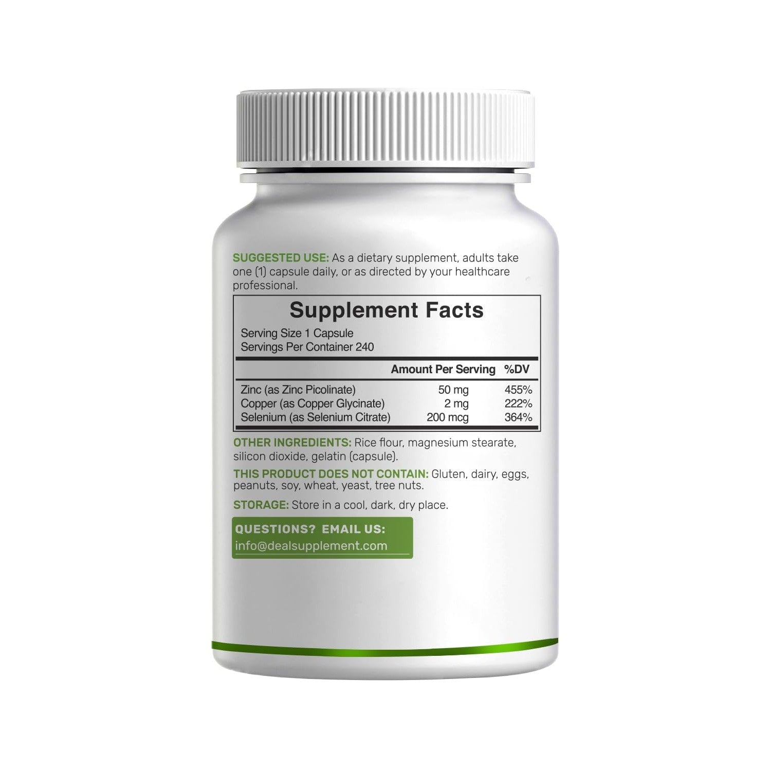 Zinc Picolinate 50mg with Copper & Selenium, 240 Capsules | 3-in-1 High Absorption Mineral Complex | Chelated Zinc Supplement for Immune Support* | 8 Month Supply