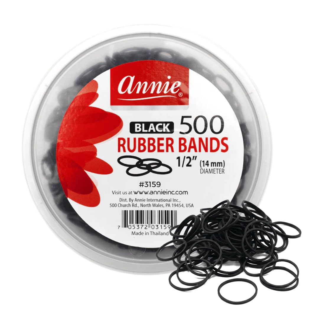 ANNIE 1000 Black Mini Rubber Bands – 1/2″ Durable Elastic Hair & Braiding Bands (Secure, Stretchy, Strong)