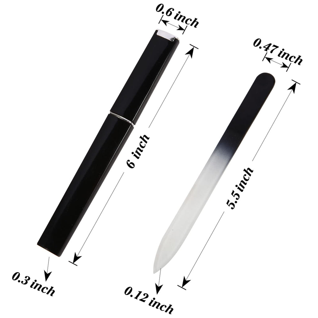3 Pack Crystal Glass Fingernail File with Case for Natural Nail Professional Czech Glass File Double-Sided Etched Gentle Nail Care Stocking Stuffers for Women or Adults, Unique Gifts