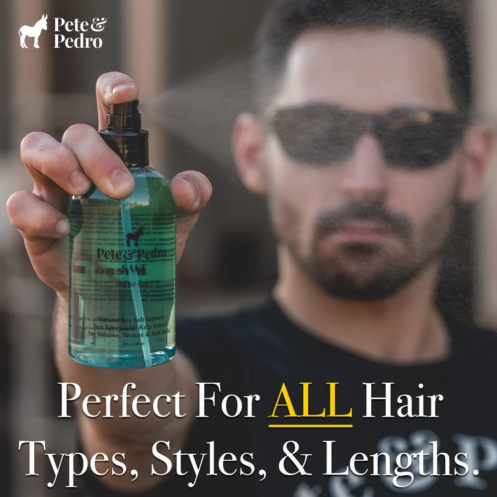 Pete & Pedro Natural Sea Salt Spray For Hair Adds Volume & Texture, 8.5 oz | Sea Salt Spray For Men & Women Adds Instant Volume, Texture, Thickness, Beach Waves, Light Hold, And Fuller Looking Hair