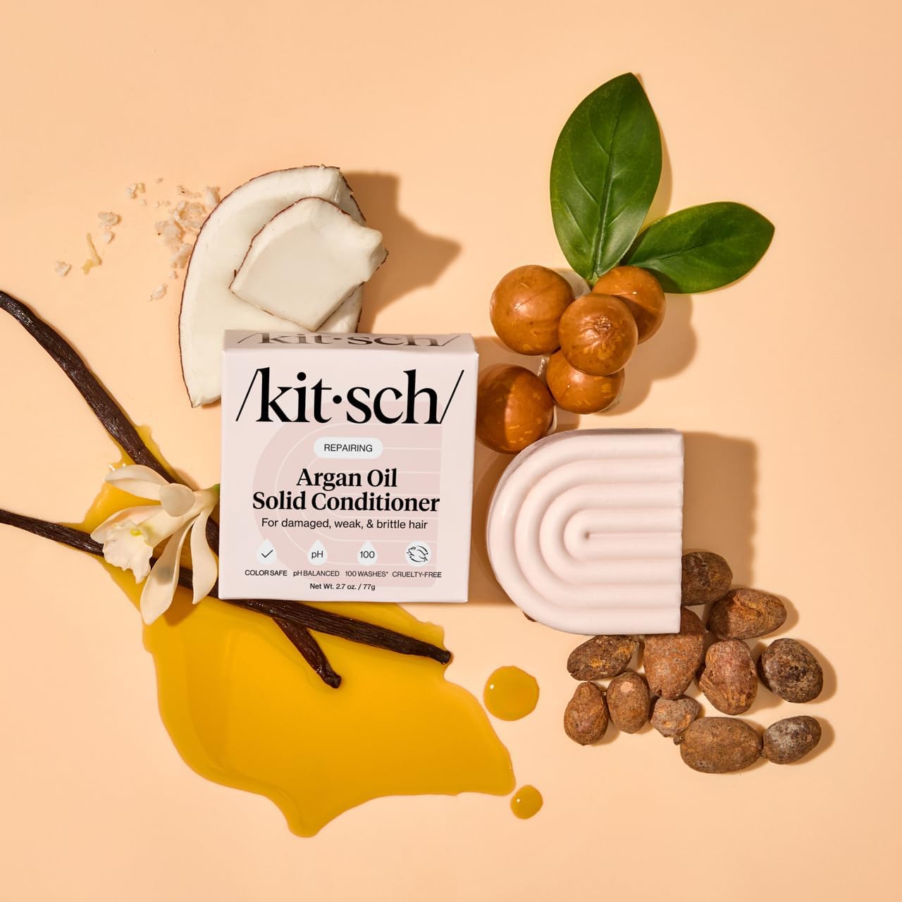 Buy now Kitsch Argan Oil Conditioner Bar â€“ Repairing Hair Conditioner for Damaged Hair, Anti-Frizz â€“ Strengthening, Moisturizing Hair Care â€“ Paraben, Silicone & Sulfate-Free â€“ Made in USA - 2.7 oz | Repairing, for Women and Men, Made in USA at indiglob india