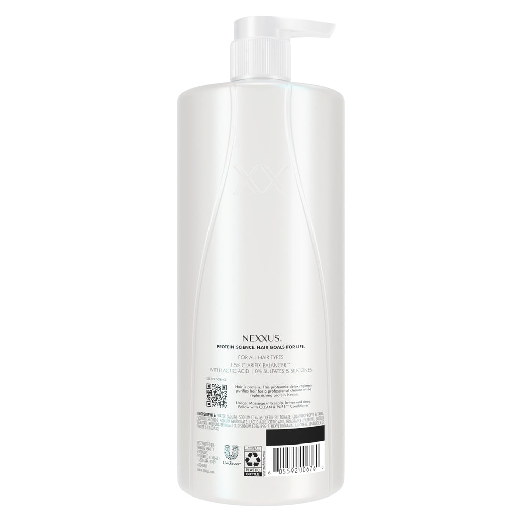 Nexxus Clean & Pure Detox Clarifying Shampoo 33.8 oz | Professional-level detox, For hair with buildup, For oily hair, Optimized PH to promote scalp health