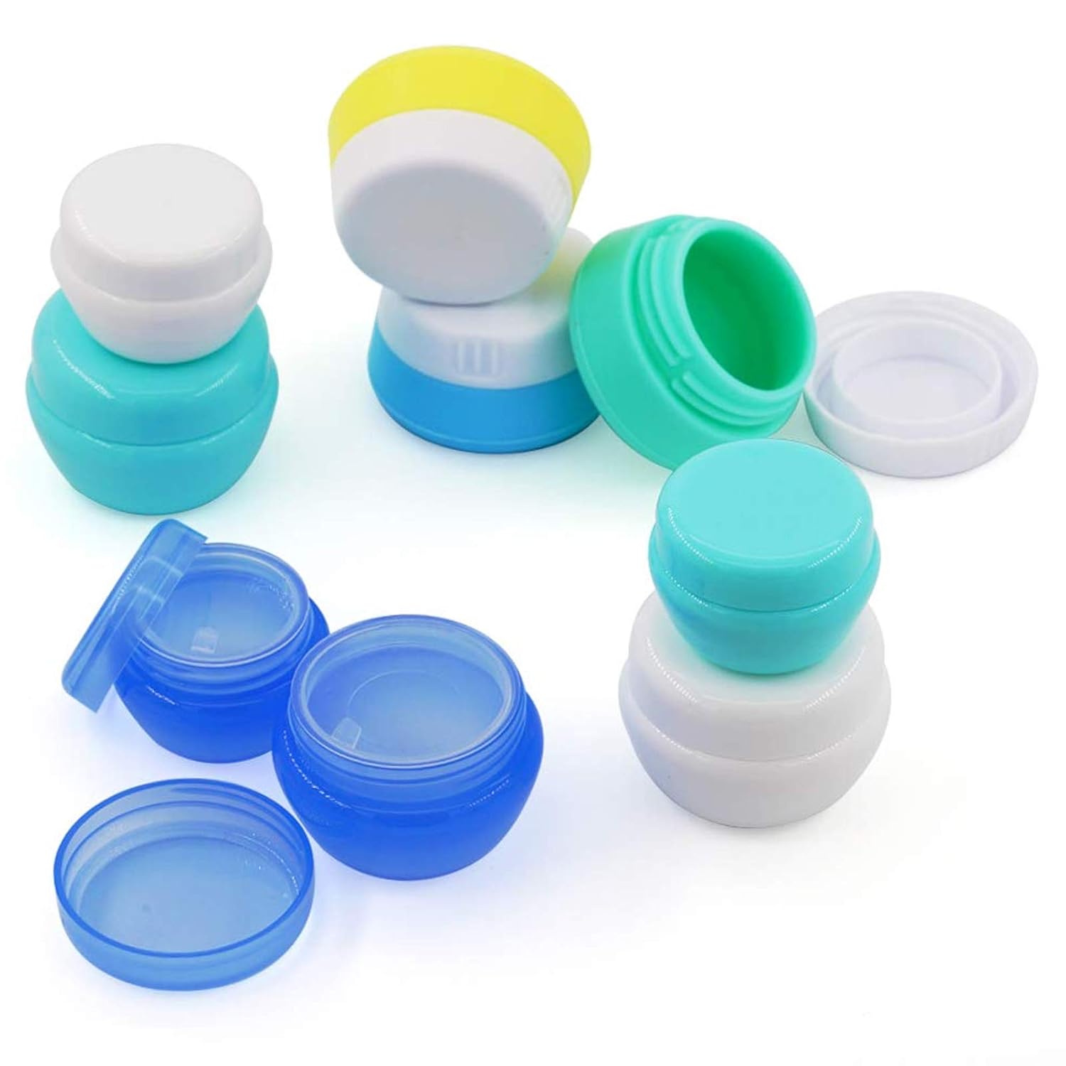 Buy now Cosywell Travel Containers Sets Silicone & PP Cream Jars for Toiletries Empty Lotion Leak-proof & TSA Approved Bottles Accessories with Hard Sealed Lids for Cosmetic Makeup Face Cream (9 Jars) at indiglob india