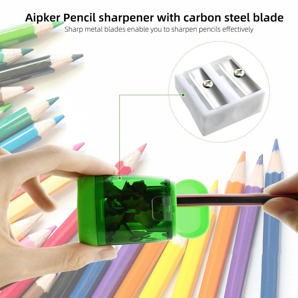 12 Pcs Manual Pencil Sharpener for School Office Home Pencil Sharpeners for Kids with Lid Colored Compact Dual Holes Portable Handheld Plastic Pencil Sharpener for Adults Students Class Home Office