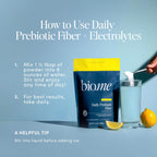 Bio.me Daily Prebiotic Fiber with Electrolytes - Lemonade, 30 Servings | 7g per serving, soluble fiber supplement for digestive health & gut health, hydrating formula, GLP-1 friendly, sugar free
