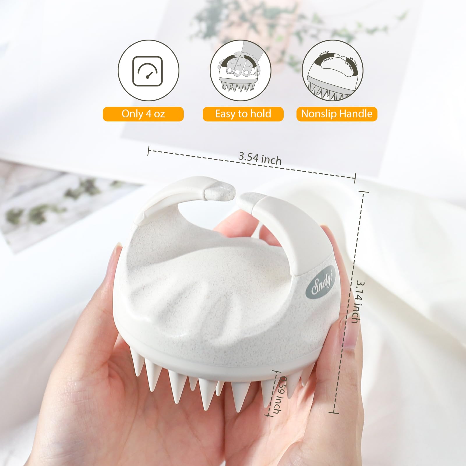 Buy now Sndyi Soft Silicone Scalp Massager for Dandruff Removal and Hair Growth - Wet Dry Scalp Exfoliator Brush for Scalp Care - Beige at indiglob india