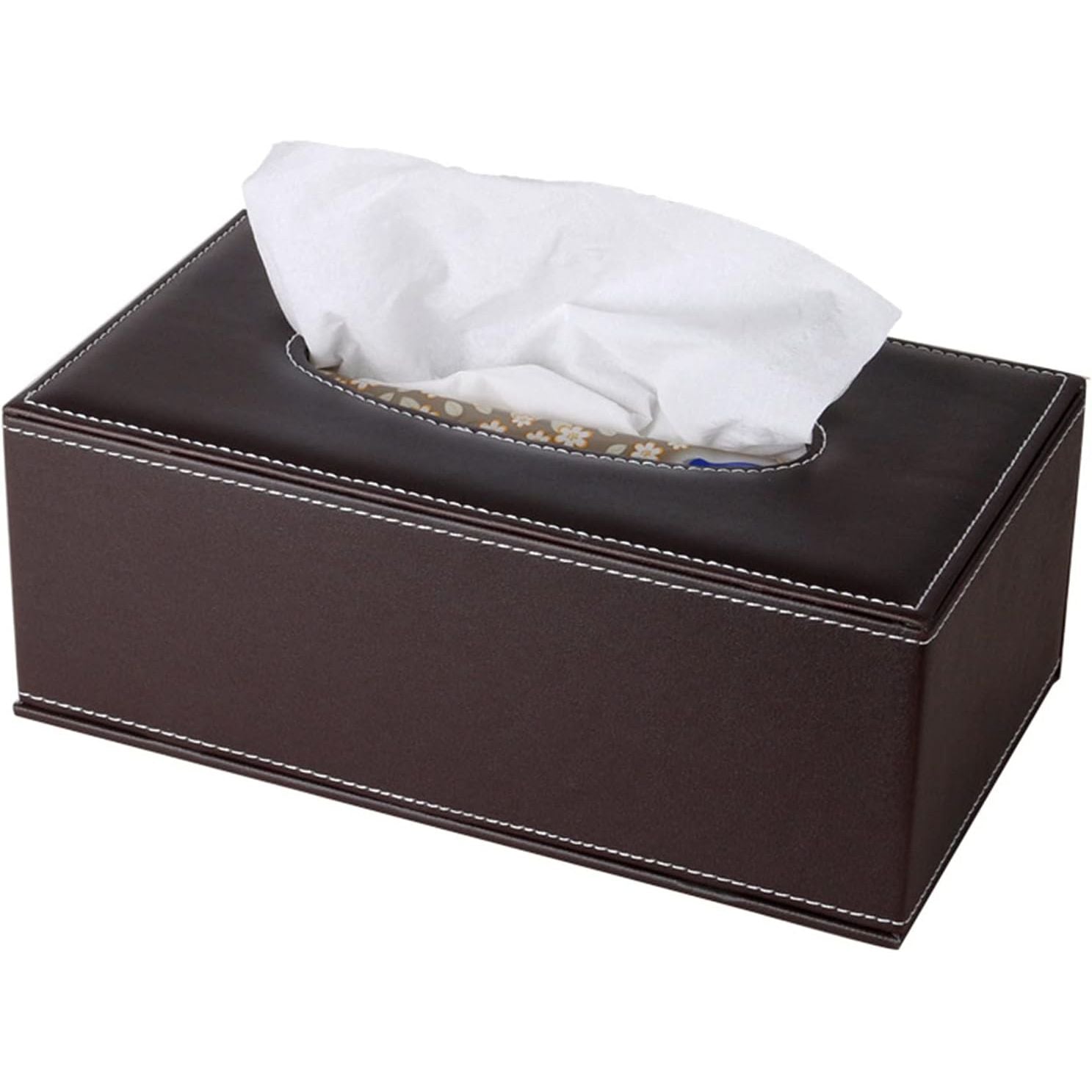 Buy now High-end Fashion PU Leather Tissue Box Holder Business Black, Rectangular Napkin Holder Drawer Paper Dispenser, Home Office Car Tissue Holder with Magnetic Bottom (Black Checkered) Brown at indiglob india