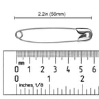 Large Safety Pins 2.2 inches (56mm), Size 4, 200 pcs, Nickel - Plated Steel (200)