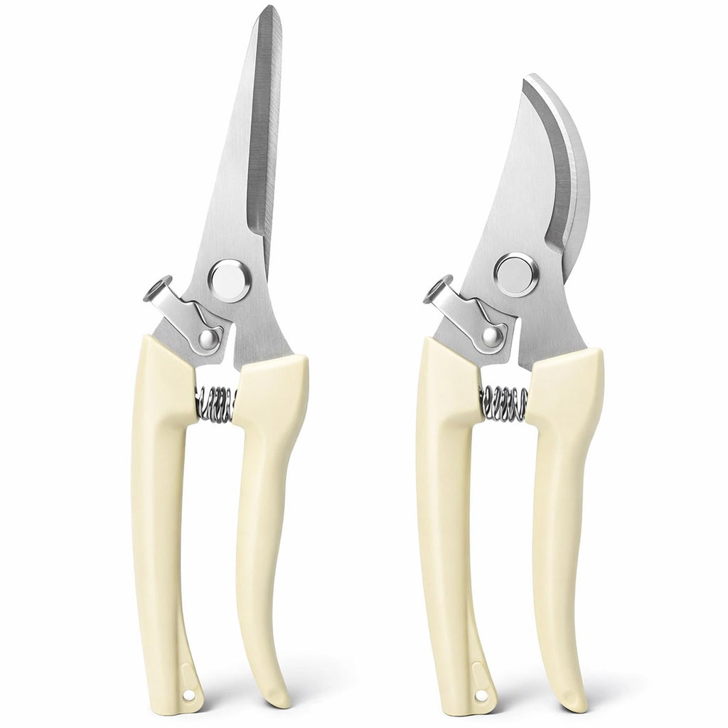 Pruning Shears,Ahoooot 2Pcs Pruning Shears for Gardening,Professional Garden Shears for Flowers, Bonsai and Fruits Picking (1pc Straight & 1pc Curved)