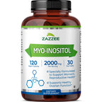 Zazzee Myo-Inositol Capsules, 2000 mg per Serving, 240 Vegan Capsules | Ideal Dosage for 40:1 Ratio, Certified Kosher, Hormone Balance & Healthy Ovarian Function Support, Non-GMO, Made in the USA