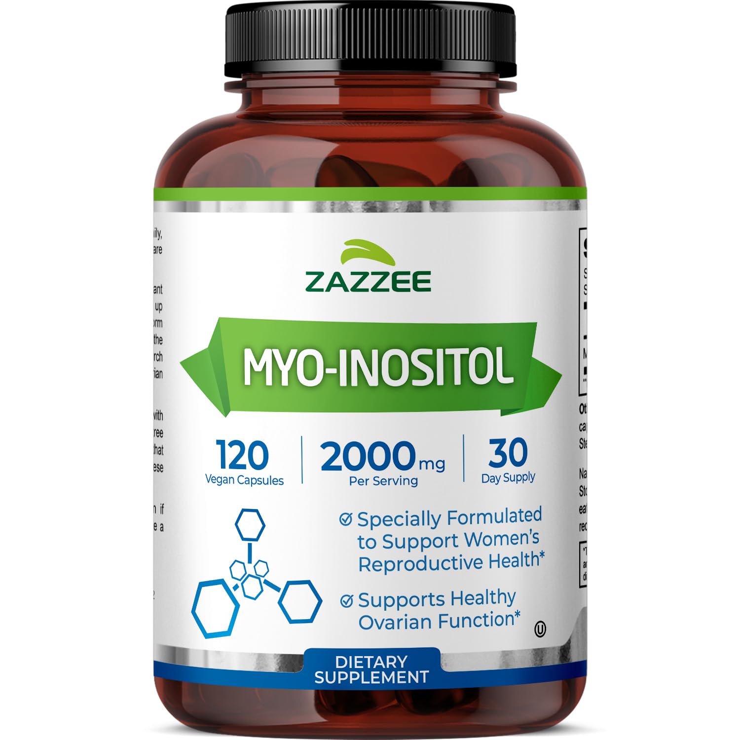 Zazzee Myo-Inositol Capsules, 2000 mg per Serving, 240 Vegan Capsules | Ideal Dosage for 40:1 Ratio, Certified Kosher, Hormone Balance & Healthy Ovarian Function Support, Non-GMO, Made in the USA