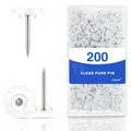 200 Pack Clear Tacks, Heavy Duty Decorative Push Pins for Cork & Bulletin Boards, Transparent Thumbtacks in Reusable Storage Box