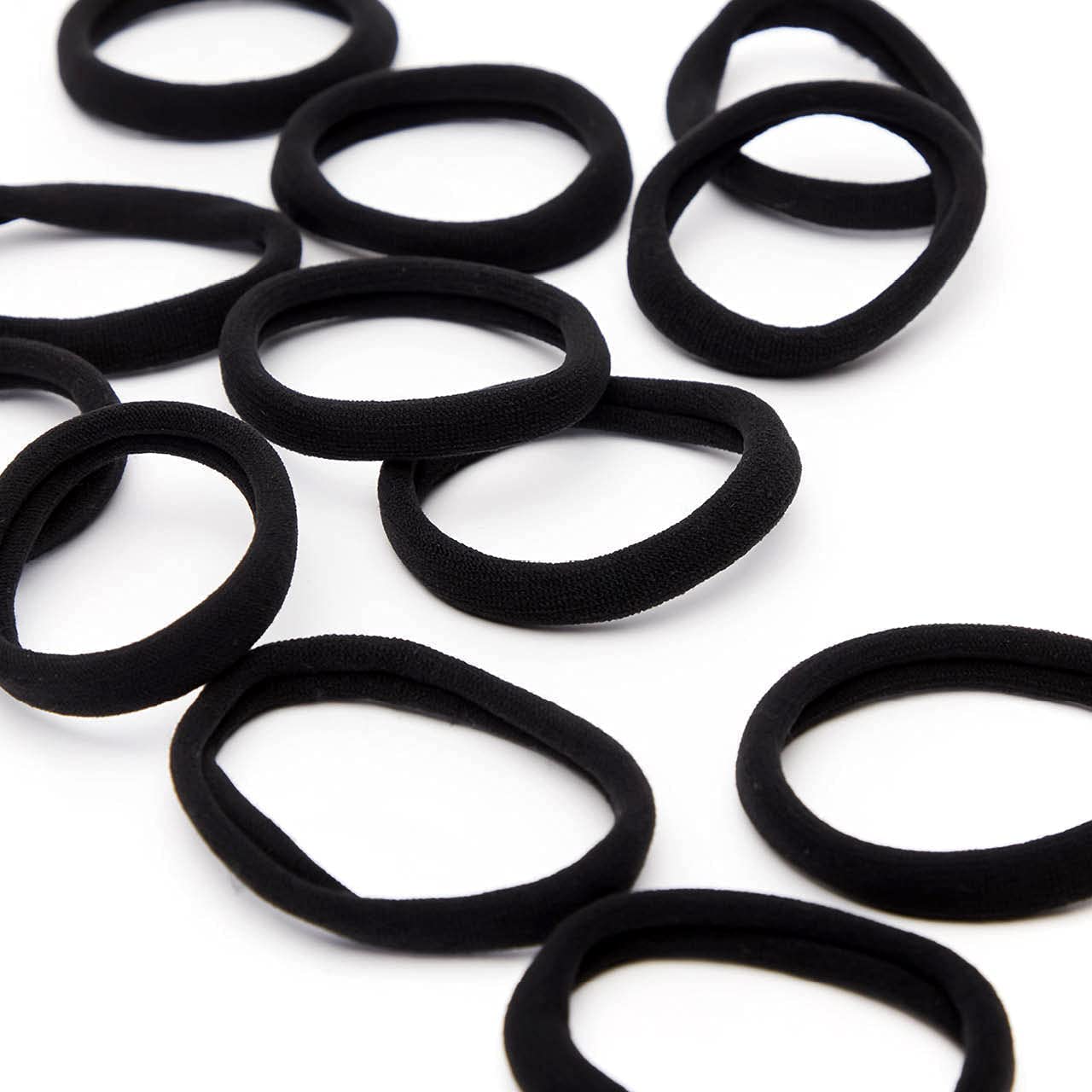 Buy now Kitsch Black Hair Ties No Damage - Strong, Stretchy Hair Bands | Soft Nylon Ponytail Holders, Snag-Free Rubber Bands, Perfect for Updos & Braids | Ideal Gifts for Women - Black, 6pcs at indiglob india