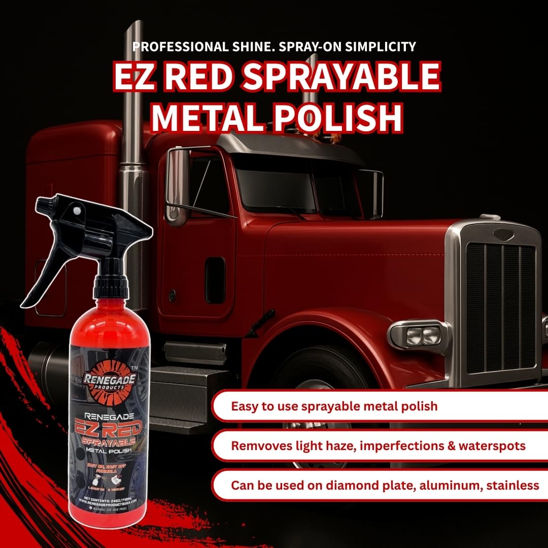 Renegade EZ Red Sprayable Metal Polish, Aluminum & Stainless Steel, 24 oz