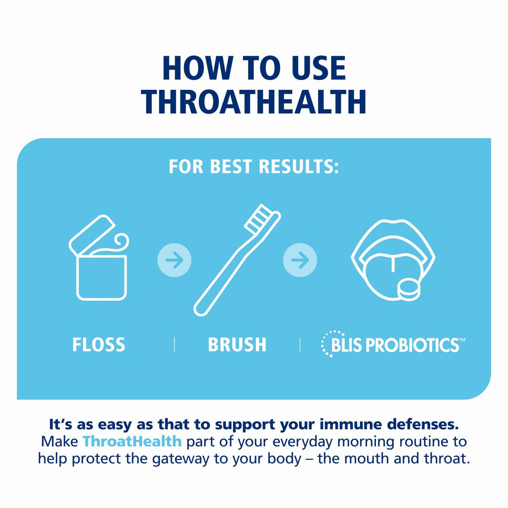 BLIS Throat Health Oral Probiotics K12 Immune Support, 60 Vanilla Lozenges
