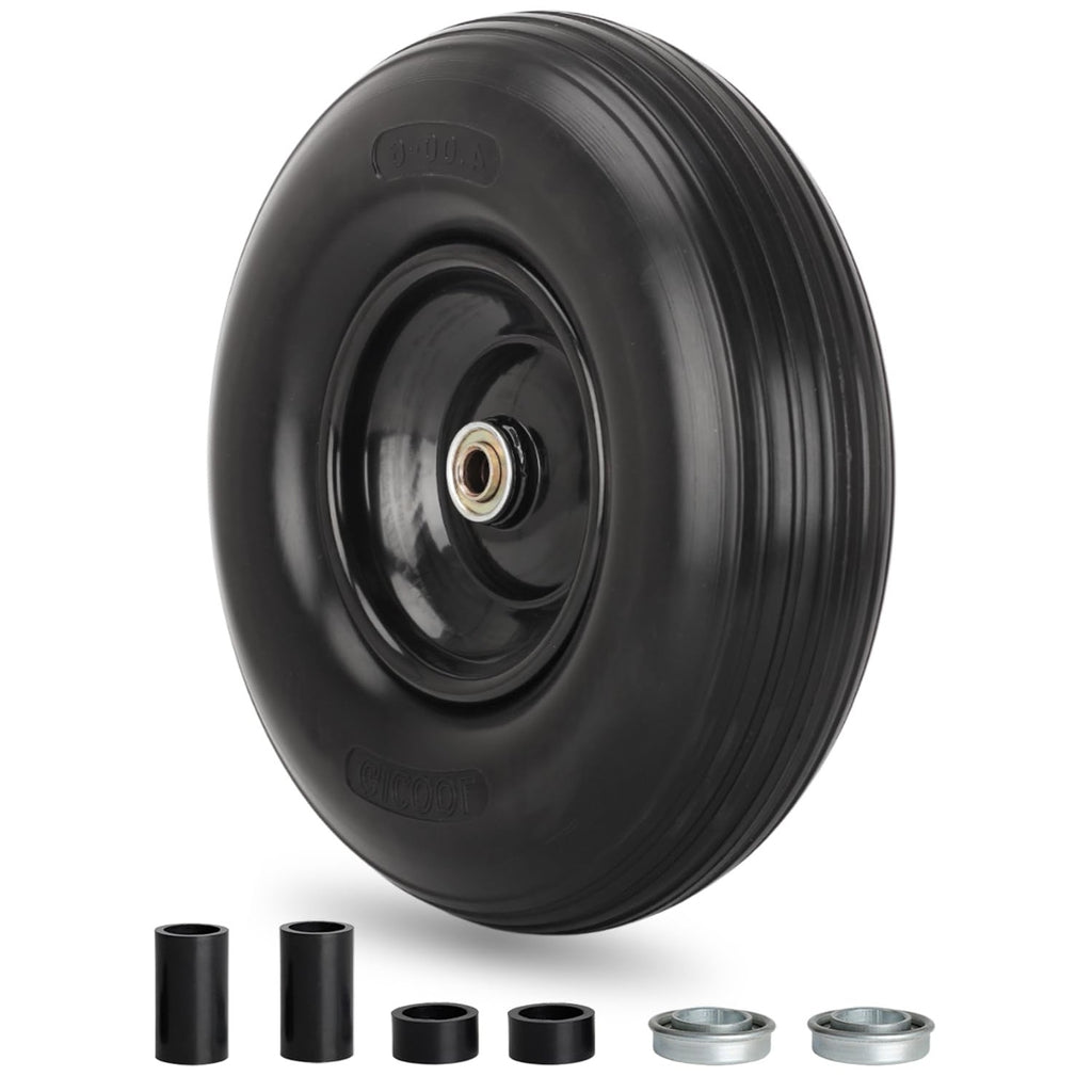 GICOOL 4.00-6 Flat Free Tire and Wheel, 13'' Solid Wheelbarrow Tire, 1 PK