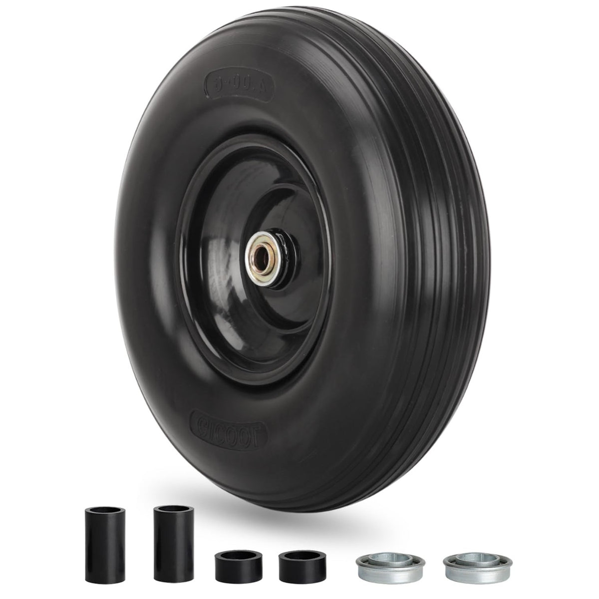 GICOOL 4.00-6 Flat Free Tire and Wheel, 13'' Solid Wheelbarrow Tire, 1 PK
