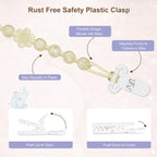 Silicone Baby Pacifier Clip Holder, One-Piece Beads, BPA Free