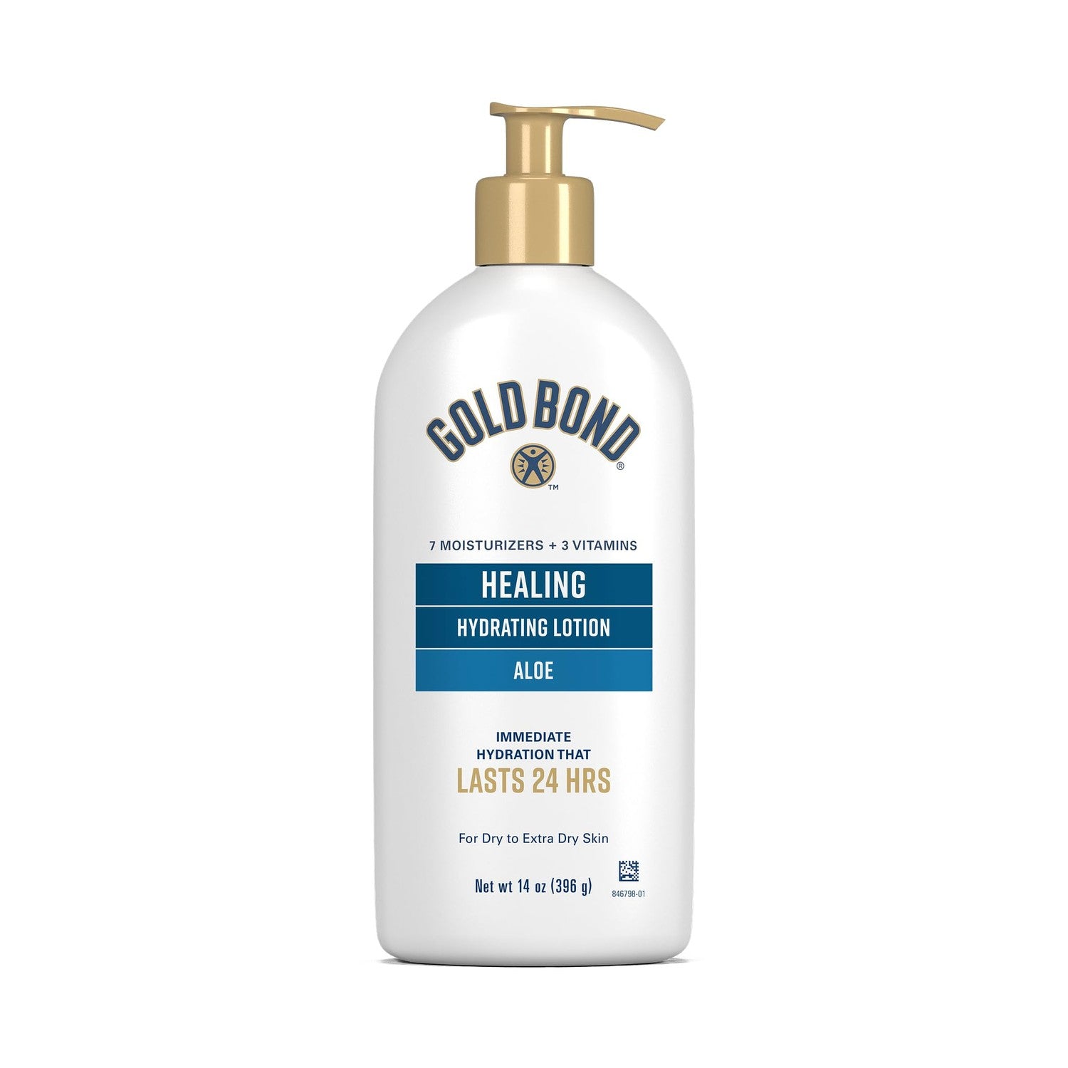 Gold Bond Healing Hydrating Body Lotion with Aloe, Moisturizer for Dry to Extra Dry Skin, 24-HR Hydration to Soothe & Comfort, Non-Greasy, Dermatologist-Tested, Light Scent, 24 Oz Family Size Pump