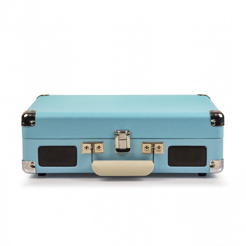 Buy now Crosley CR8005D-TU Cruiser Deluxe Vintage 3-Speed Bluetooth Suitcase Vinyl Record Player Turntable, Aqua at indiglob india