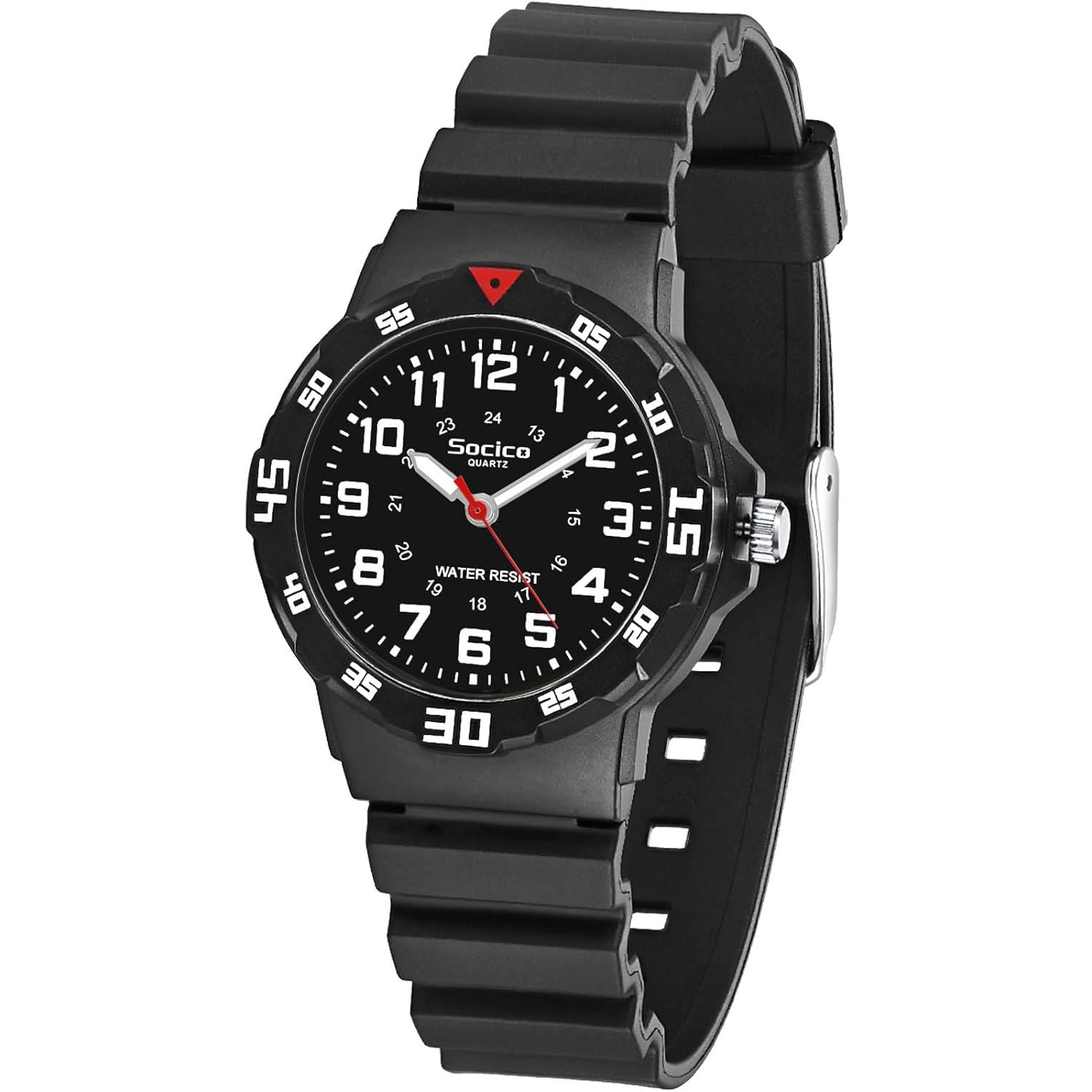 Buy now SOCICO Children Analog Watch for Boys Girls Waterproof Time Teaching Watch with Soft Band, Learning Time Wrist Watch Easy to Read Christmas Gifts for Kids Ages 3-12 Great Gifts Black - Black face at indiglob india