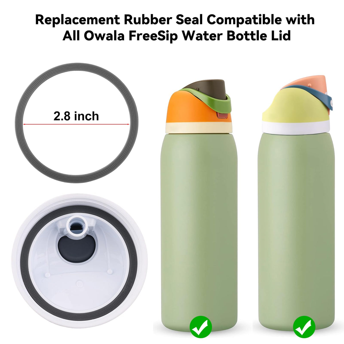Rubber Gasket Replacement,Compatible with Owala Freepsip Water Bottle 16/24/25/32/40 Oz Straw Lid, O Ring Seal for Owala Kids 12& 15 Oz Tumbler Cap- 4 Pack Silicone Seals