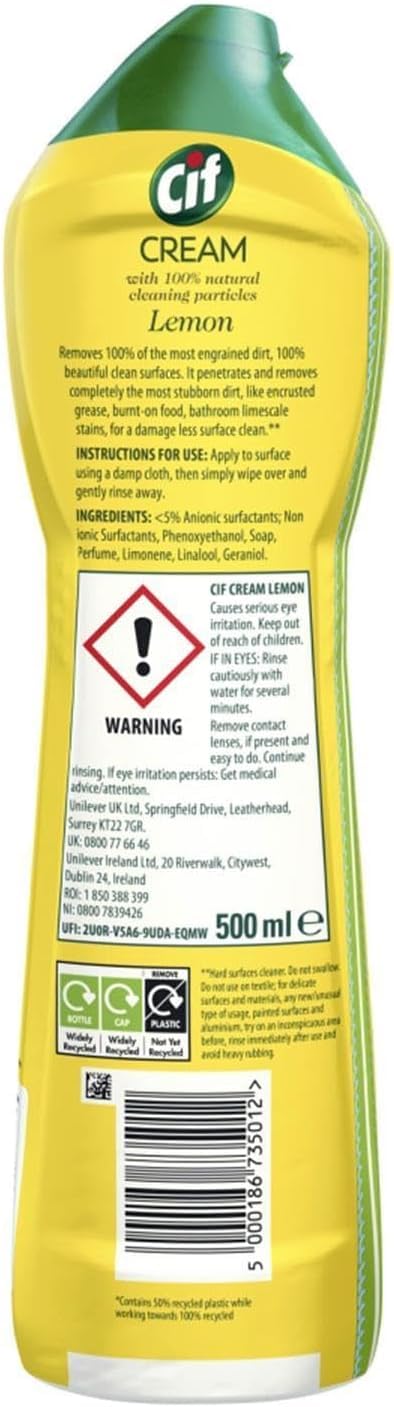 Cif Cream Lemon 500 Ml (pack Of 4)