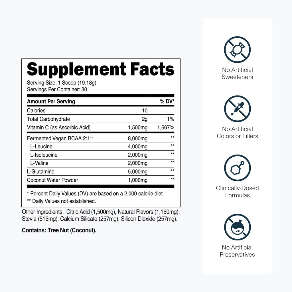 Transparent Labs BCAA Glutamine - 8000 Mg of BCAA Powder with L Glutamine for Post Workout Recovery, Muscle Growth, & Increased Endurance - 30 Servings, Blue Raspberry