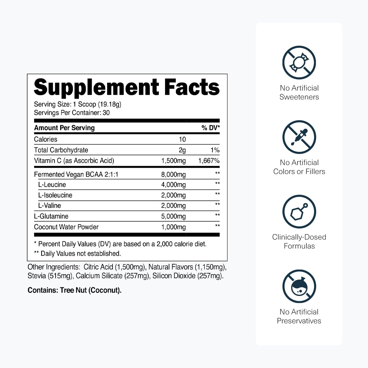 Transparent Labs BCAA Glutamine - 8000 Mg of BCAA Powder with L Glutamine for Post Workout Recovery, Muscle Growth, & Increased Endurance - 30 Servings, Blue Raspberry