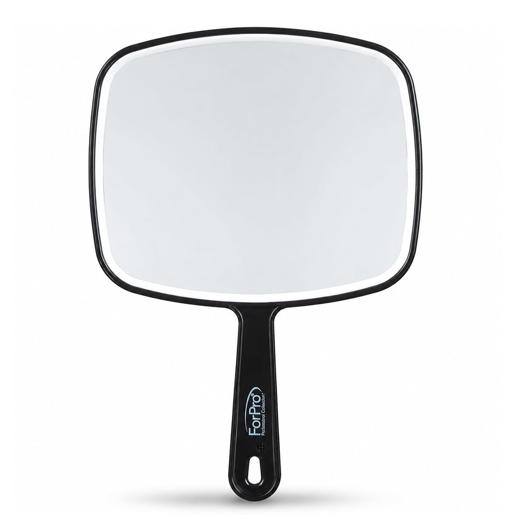 ForPro Professional Collection Extra Large Hand Mirror with Handle, 9" W x 12" L, Multi-Purpose Handheld Mirror with Distortion-Free Reflection, Black (Pack of 2)