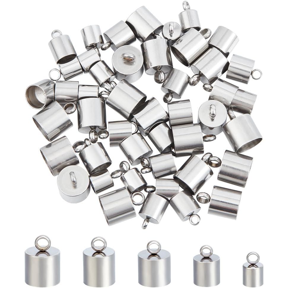 Buy now UNICRAFTALE 100pcs 2 Sizes 3mm/4mm Barrel Cord Ends 304 Stainless Steel End Caps Leather Cord Ends Terminators End Tip Bead Caps for Leather Cord Bracelets Jewelry Making 6 7 8 9 10mm at indiglob india