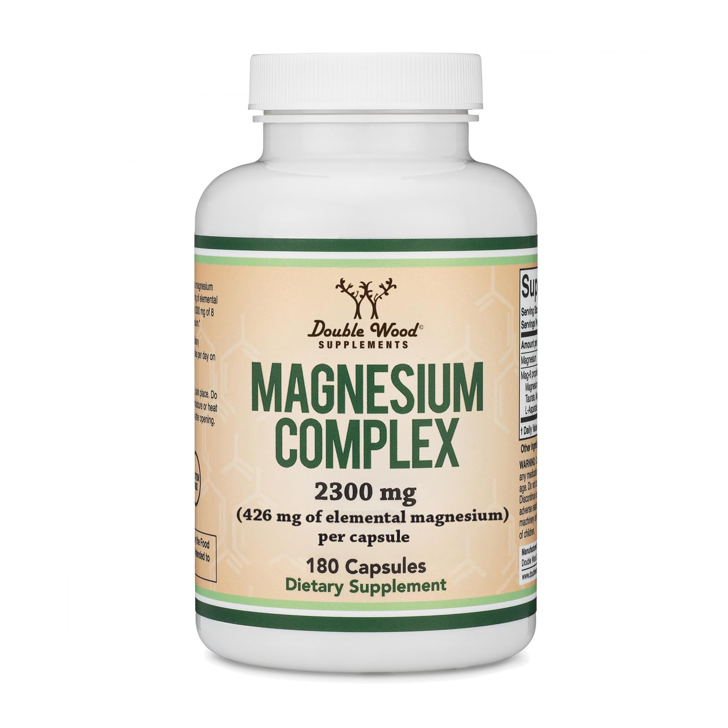 Magnesium Complex, 8 Forms, 426mg, Sleep, Muscle + Calm, 60 Servings | Sleep, Muscle + Calm Supplement, 8 Chelated Forms incl Bisglycinate + Taurate, True 100% DV, Take 3 Caps PM, Vegetarian