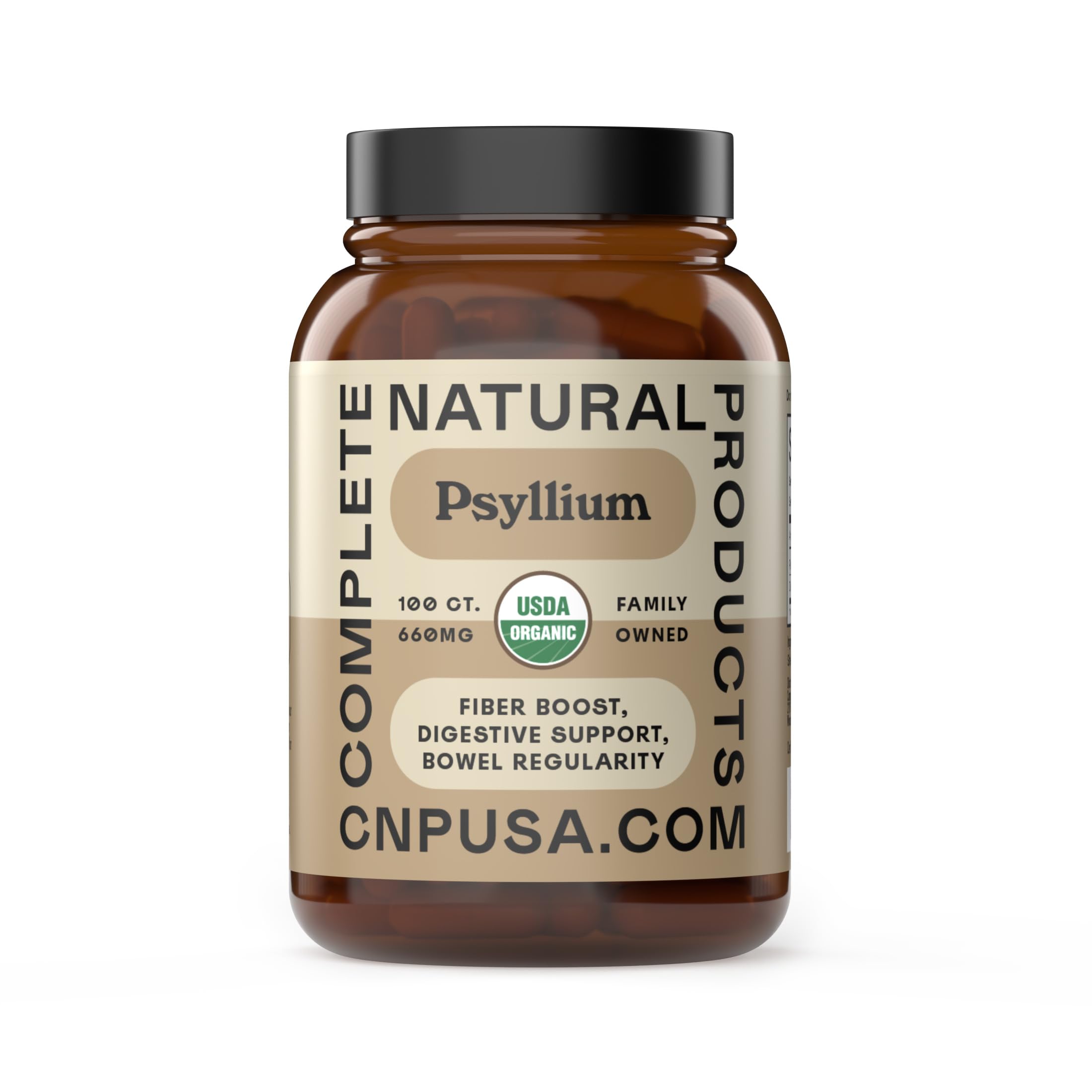CNP | Organic Psyllium Husk Capsules 660mg - Fiber Caps, Colon Cleanse Aid | Organic psyllium husk capsules for fiber, digestive regularity and colon cleanse support; vegetarian, gluten free daily caps