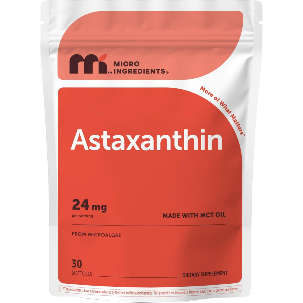 Micro Ingredients Astaxanthin 24mg Per Serving with MCT Oil, 60 Softgels | 2 Month Supply. Natural Microalgae Sourced Astaxanthin Supplement. Easy-to-Swallow. Non-GMO, Gluten Free, Soy Free.