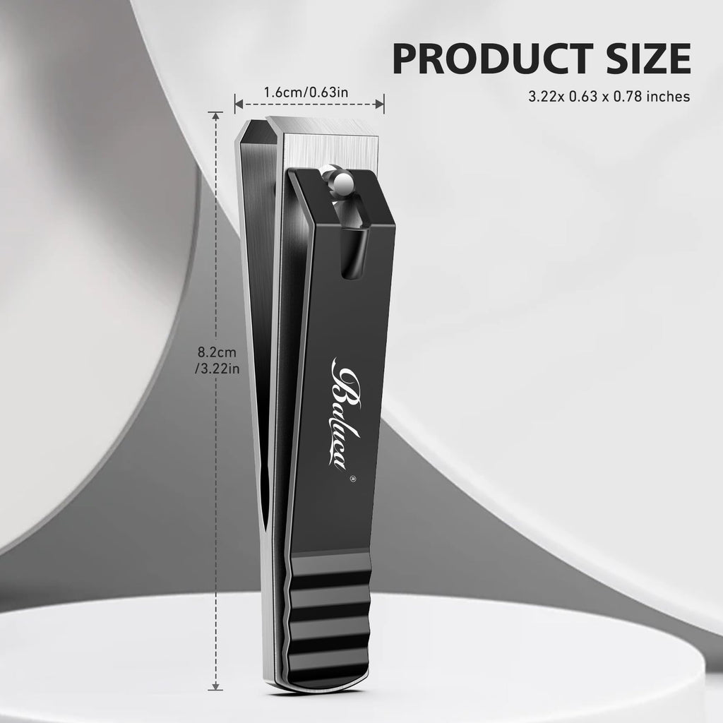 Heavy Duty Straight Blade Nail Clippers for Thick Toenails, Professional Stainless Steel Fingernail Toenail Clippers Trimmers - Thick Wide Jaw Toe Nail Clippings for Seniors, Men & Women - Black