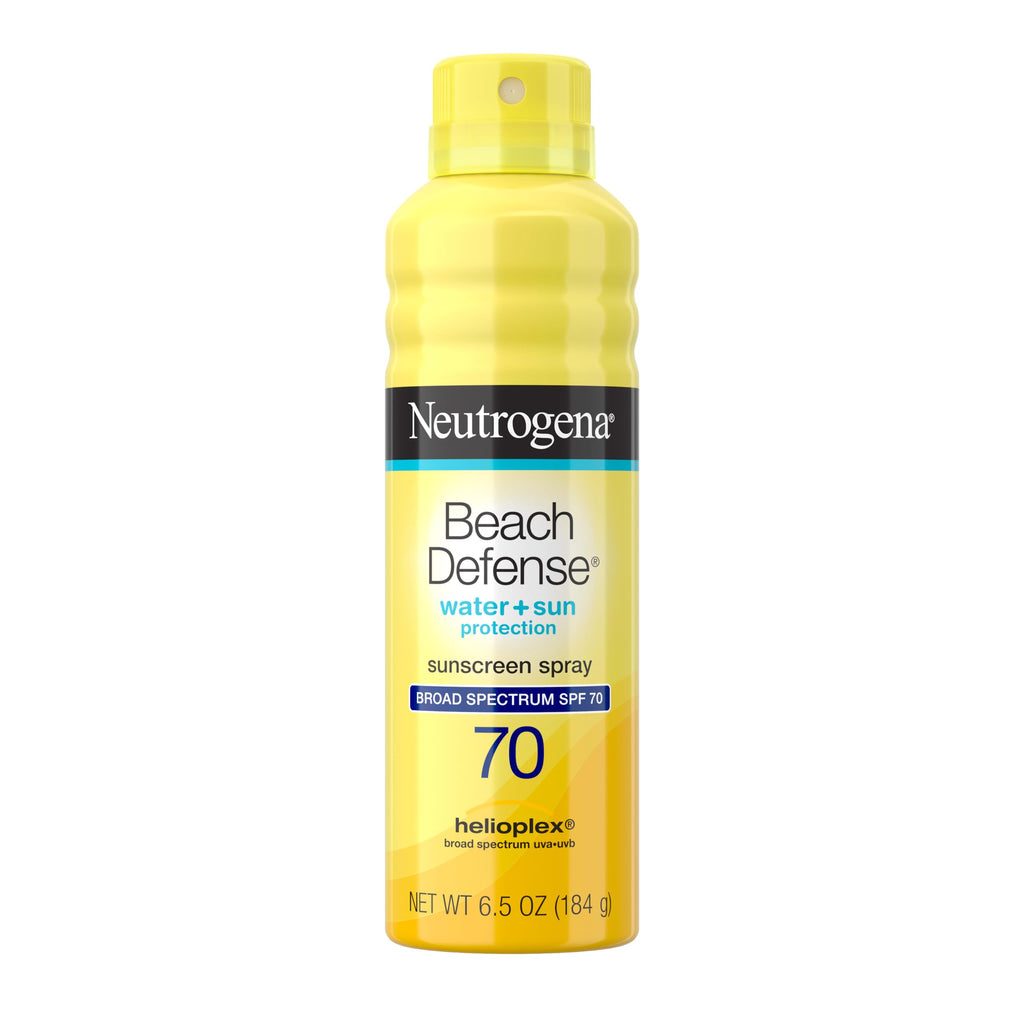 Neutrogena Beach Defense Sunscreen Spray, SPF 70, 6.5 oz | Face & Body, Broad Spectrum for UVA/UVB Protection, Lightweight Sunscreen, Water-Resistant up to 80 Minutes, Beach-Strength
