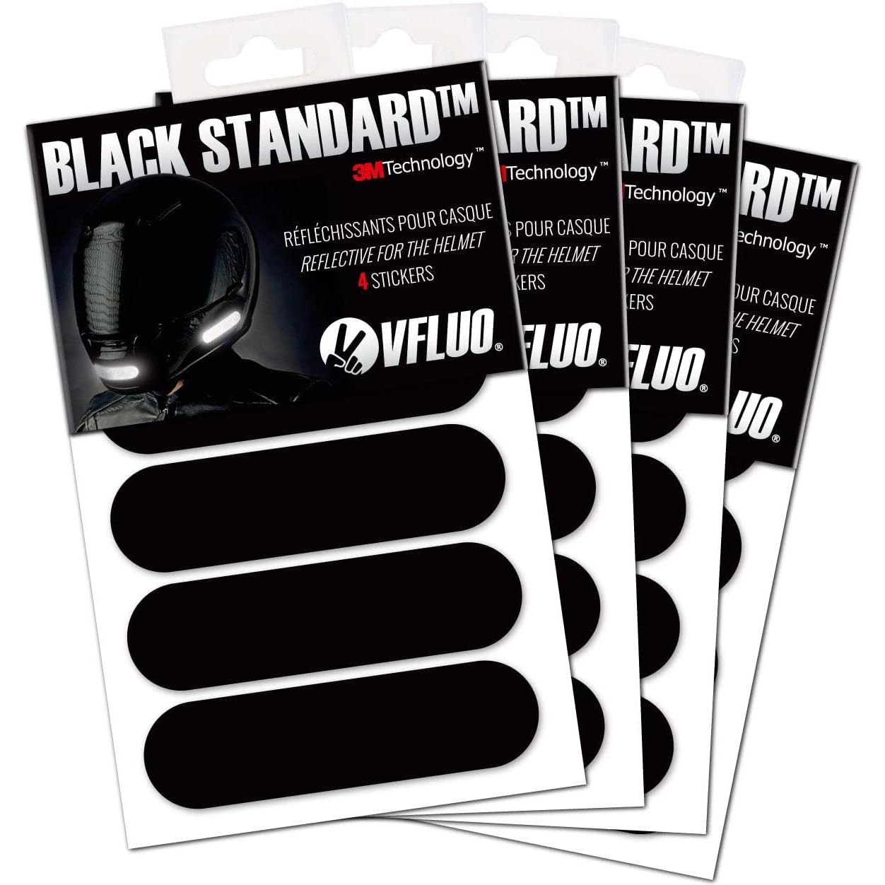 Buy now VFLUO - Kit 4 Retro Reflective Stripes Stickers for Mortorcyle Helmet - Stickers Approved to FR Dimension - High Visibility, 3M™ Technology - Discreet and design - Maximum Grip 4 Black at indiglob india