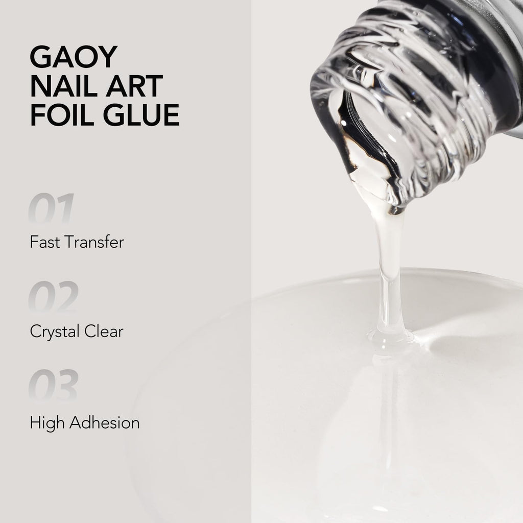 GAOY 16ml Nail Foil Glue, High Adhesion Foil Transfer Gel, UV Nail Polish | High Adhesion Formula, Works with Nail Foils, Nail Stickers & Stamping Plates, UV/LED Cure Required, Easy DIY Nail Art